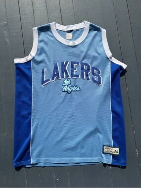 NBA HARDWOOD CLASSICS Los Angeles Lakers Light Blue & Royal Mesh Jersey